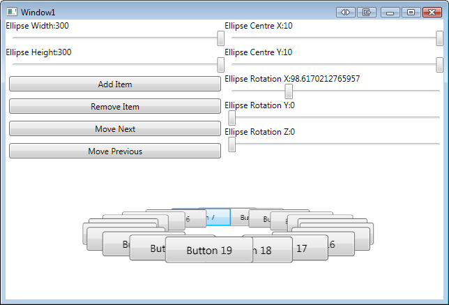 3D Elliptical Layout Panel Demo